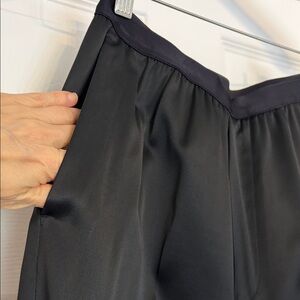 Massimo Dutti Satin Black Wide Leg Pants